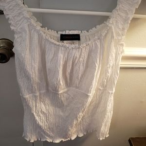 BNWOT white ruffled blouse size L